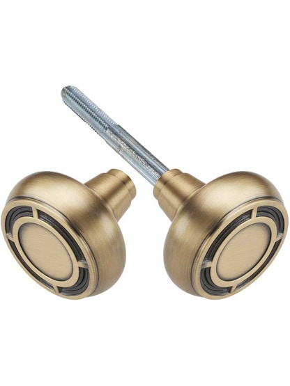 Pair of Mission Door Knobs in Solid Brass in Antique Brass.